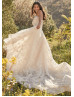 Ivory Star Lace Tulle Wedding Dress With Detachable Sleeves